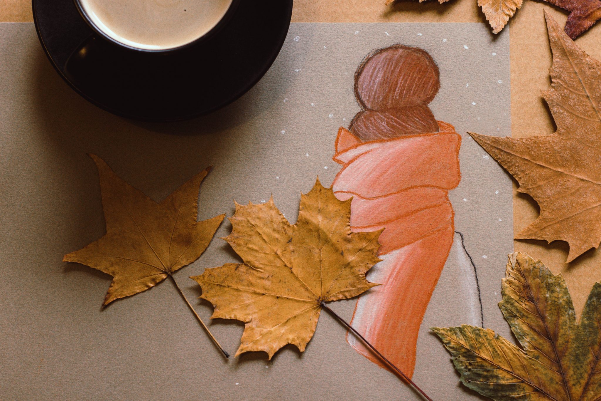 Creatief met pastel: herfst, koffie en een sjaal alsjeblieft!